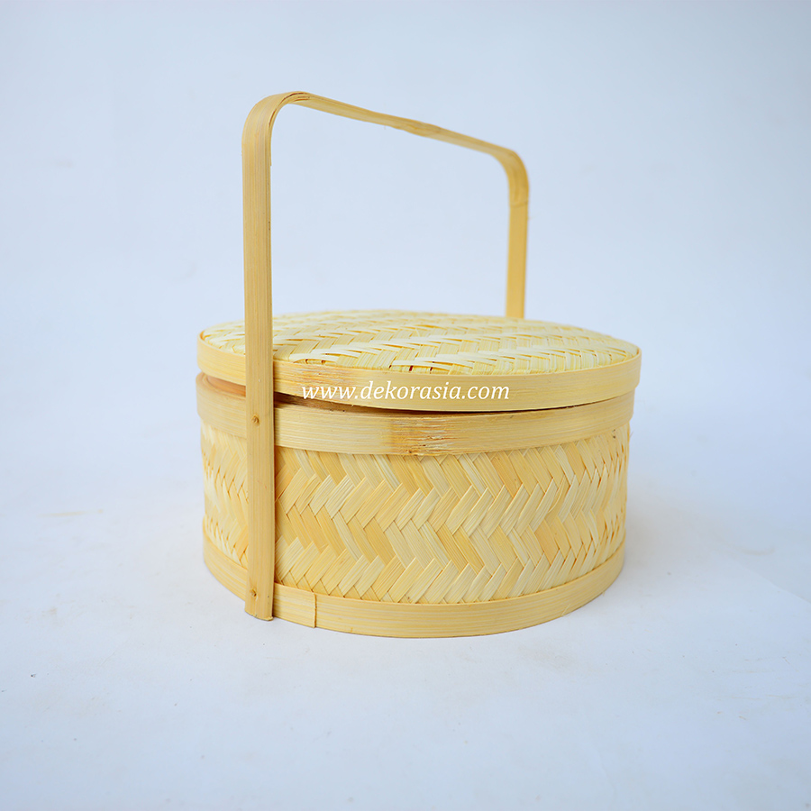 Round Bamboo Woven Basket With Handle